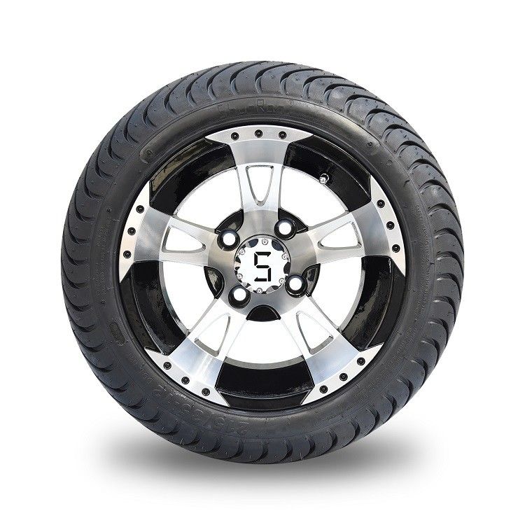 12' गोल्फ कार्ट पहियों और 215/35-12 कम प्रोफ़ाइल गोल्फ कार्ट टायरों का संयोजन - 4 का सेट